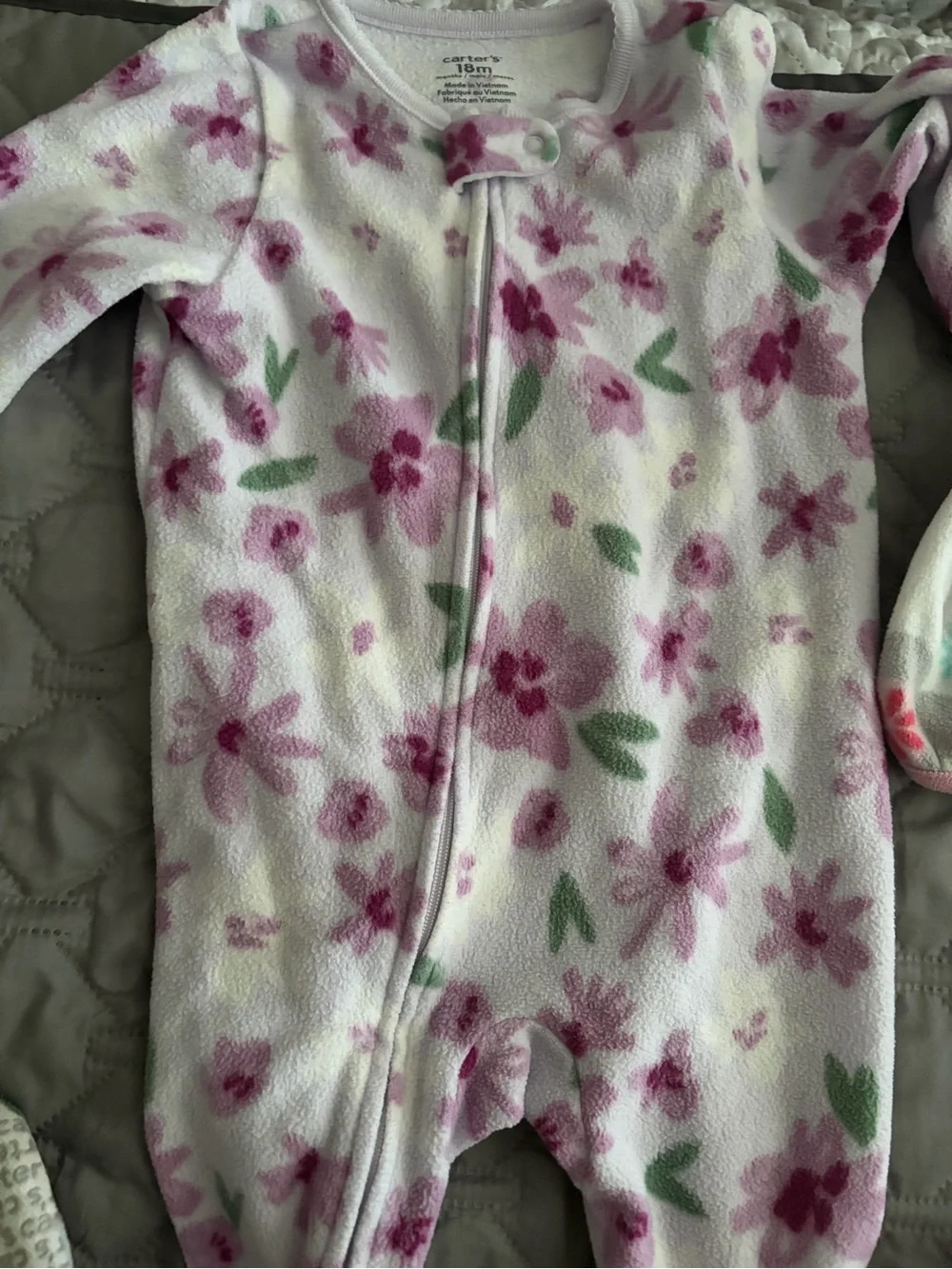 Carter's Floral Footed Pajama Set - Pink, White & Aqua